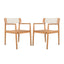 Creative Braided Acacia Wood Outdoor Dining Table And Chairs With Armrests (Set of 2) - Teak / White