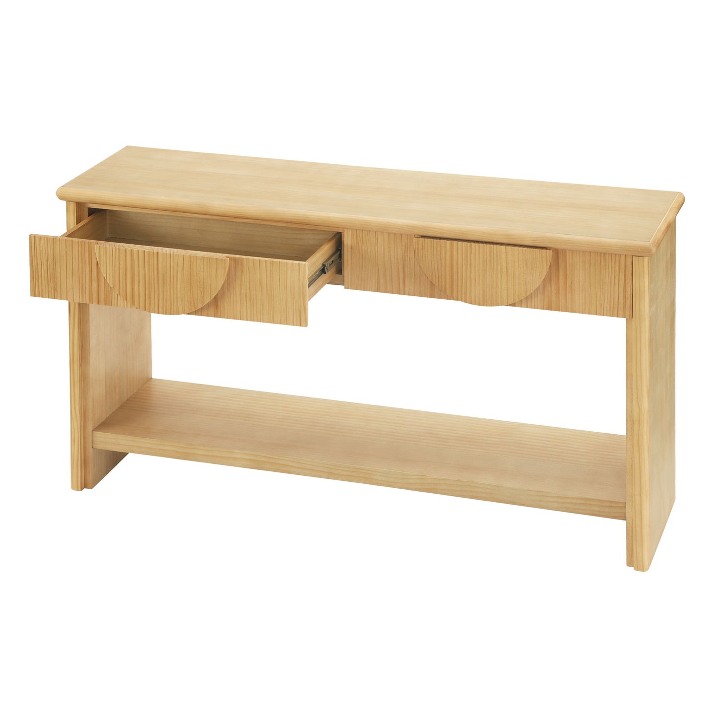 Fluted Console Table With Semi Circular Drawers - Natural