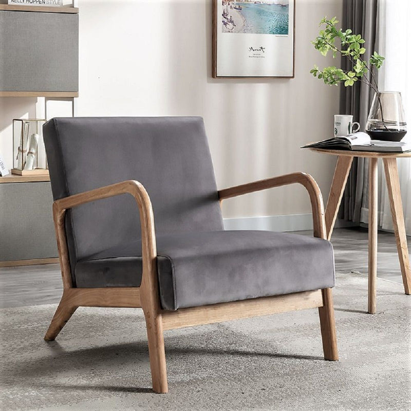 Open Framed Armchair With Cushioning And - Gray