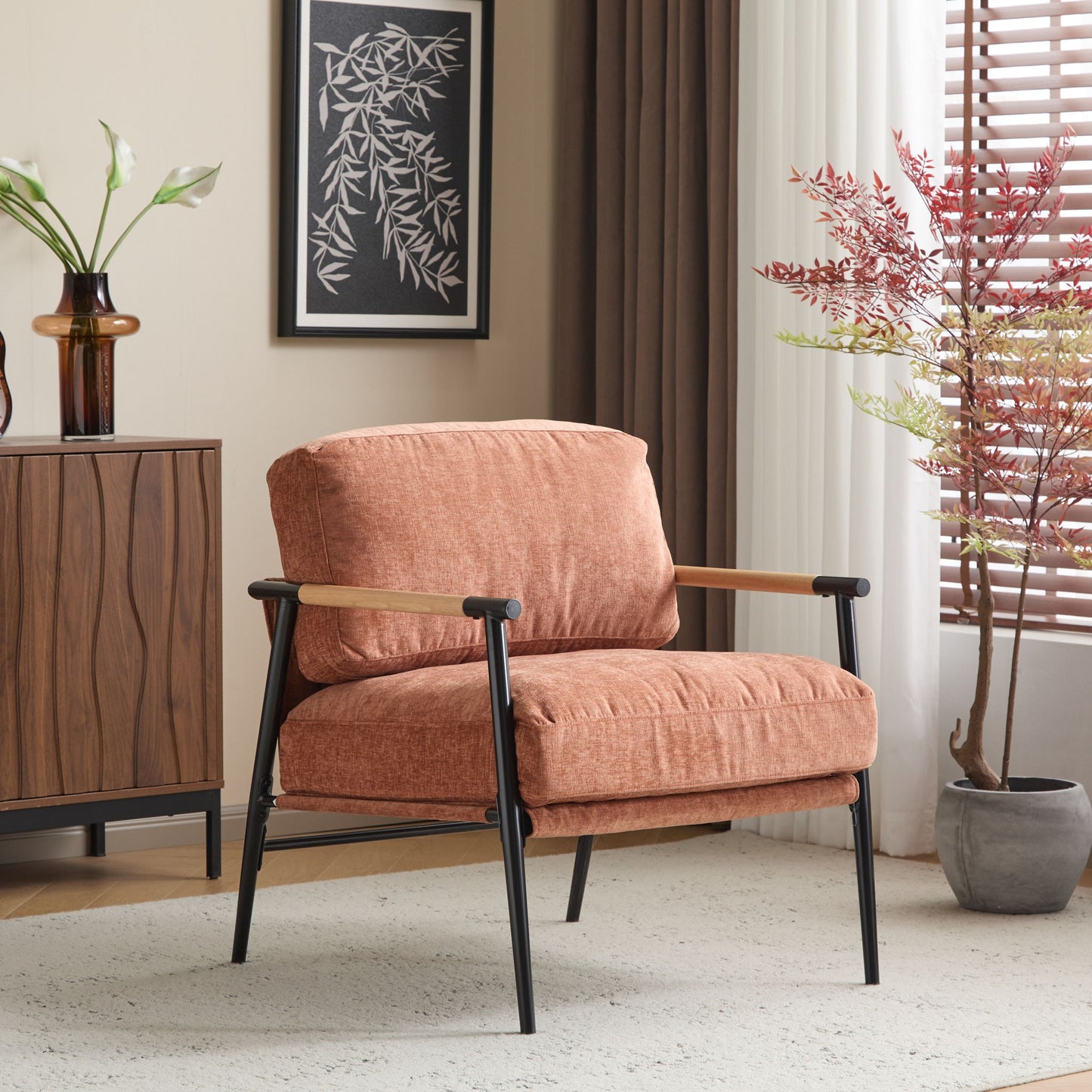 Modern Accent Chair With Cushions, Cozy Seating