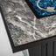Morden Steel Fire Pit Table With Marble Tile Tabletop, Glass Wind Guard And Lid
