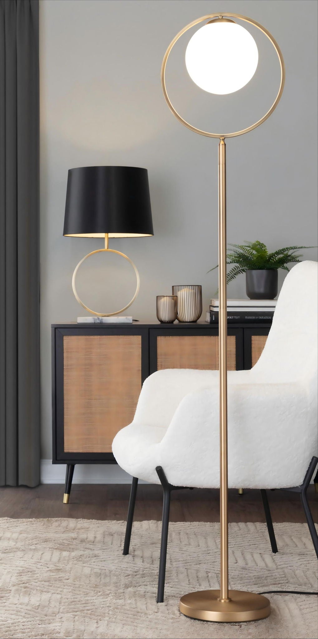 Moon - Contemporary Floor Lamp - Gold / Frosted