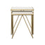 Sinclair - 2 Piece Nesting Table Set With Iron And Luxurious Marble Surface - White / Gold