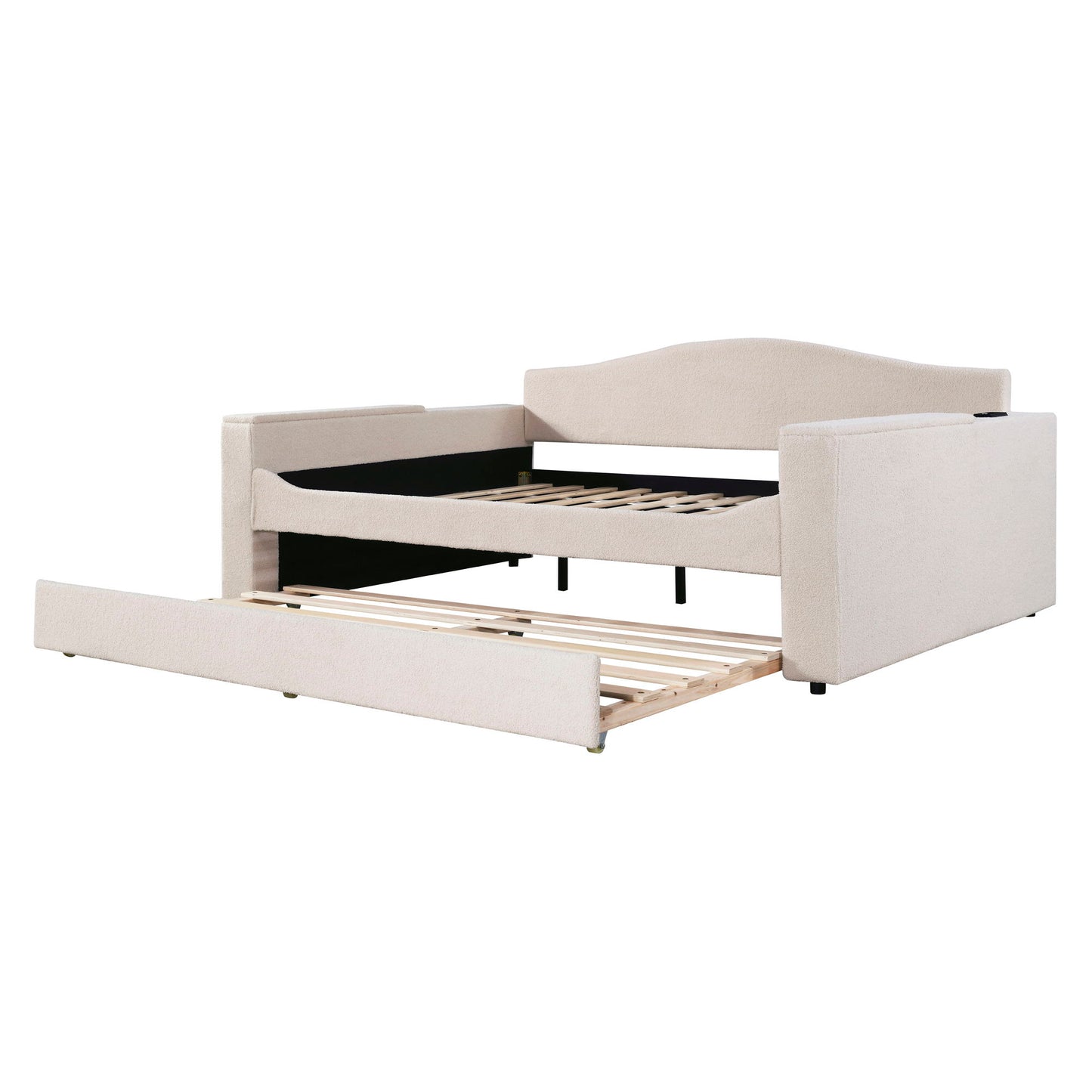 Upholstered Daybed With Storage Armrests, Trundle And Latest Integrated tooth Audio System