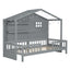 House Bed With Shelves, Window And Sparkling Light Strip On The Roof