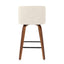 Toriano - Mid-Century Modern Counter Stool, Square Footrest (Set of 2) - Walnut / Cream