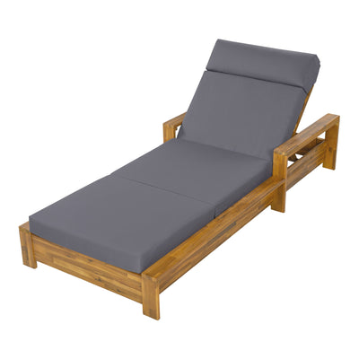 Chaise Lounge Set With 4 Fold Cushion And Built In Headrest, 3 Position Adjustable