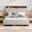 Upholstered Platform Bed With Storage Headboard, Trundle & 2 Drawers And A Set Of Sockets & USB Ports