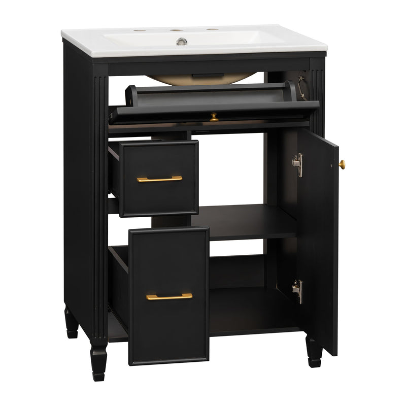 Freestanding Bathroom Vanity With Sink, Soft Close Door, Tip Out Drawer
