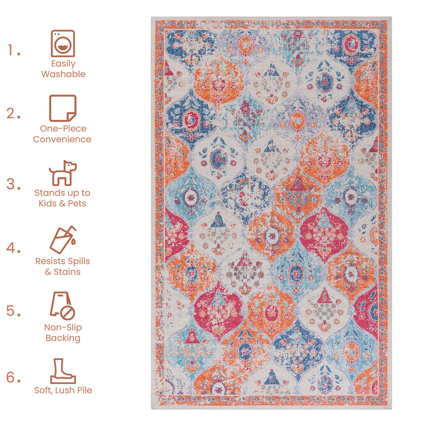 Maval - 8' X 10' Washable Area Rug - Cream