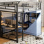 Loft Bed With Desk, Shelves, Power Outlet, LED Light And Wardrobe
