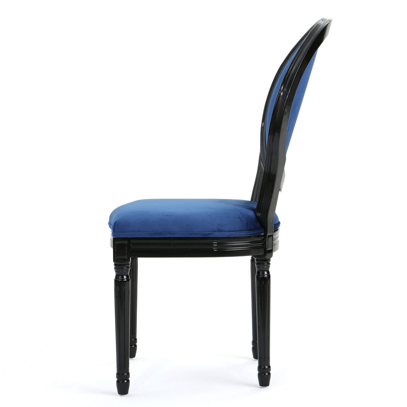 French Country Inspired Dining Chair With Iconic Round Backrest - Navy Blue