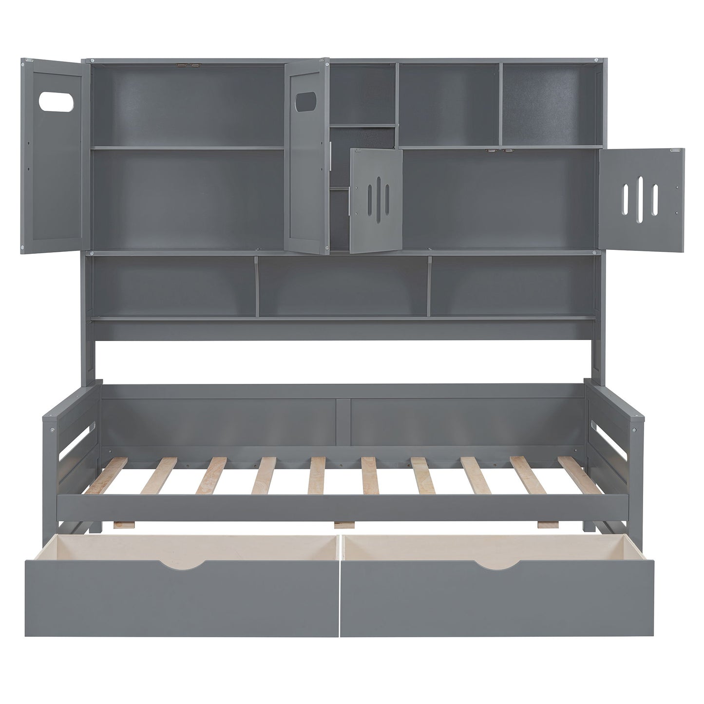 Daybed With All-In-One Cabinet And Shelf