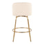 Toriano - Contemporary, Fixed Height Counter Stool With Swivel With Round Footrest (Set of 2)