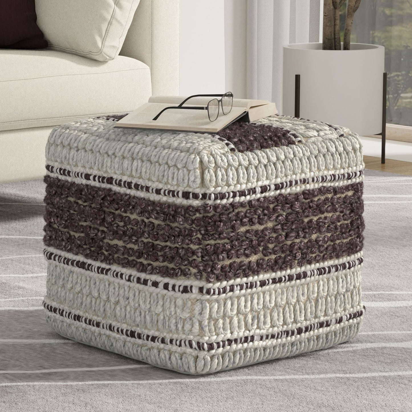 Grady - Handcrafted Square Pouf