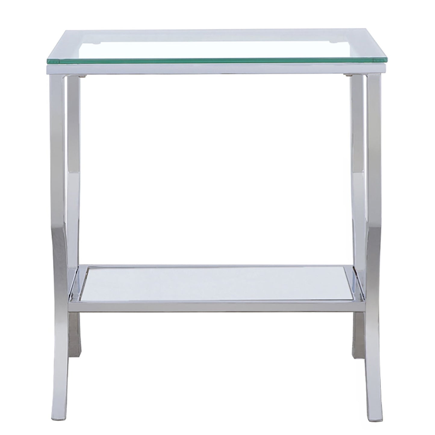Porch & Den - Square Top End Table Elegance Glass - Chrome