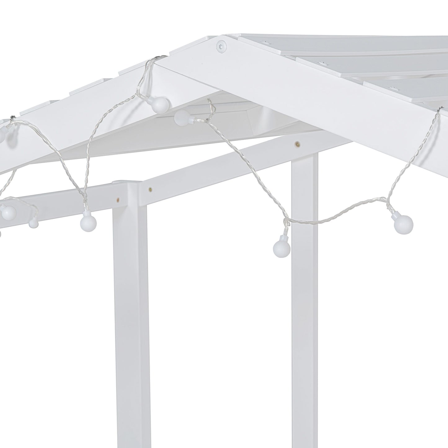 Loft House Bed With Ladder And Slide, With board And Light Strip On The Roof