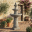 3 Tier Outdoor Garden Fountain With LED Lights - Gray
