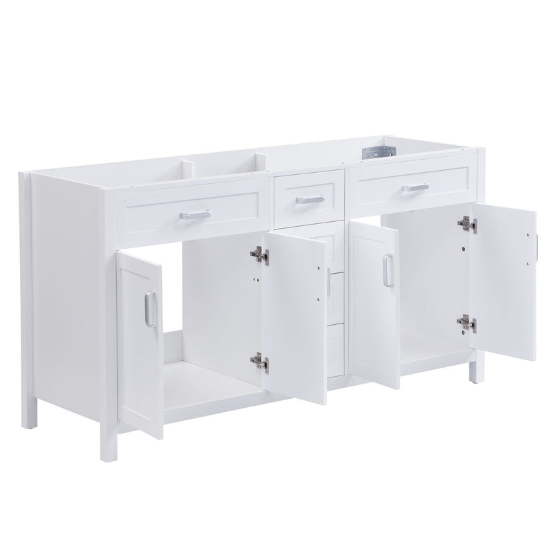 Bathroom Vanity Cabinet Only, Soft Close Doors & Drawers, 4 Drawers & 2 Double Door Cabinets - White