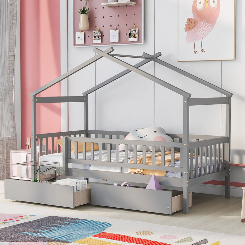 House Bed With 2 Drawers