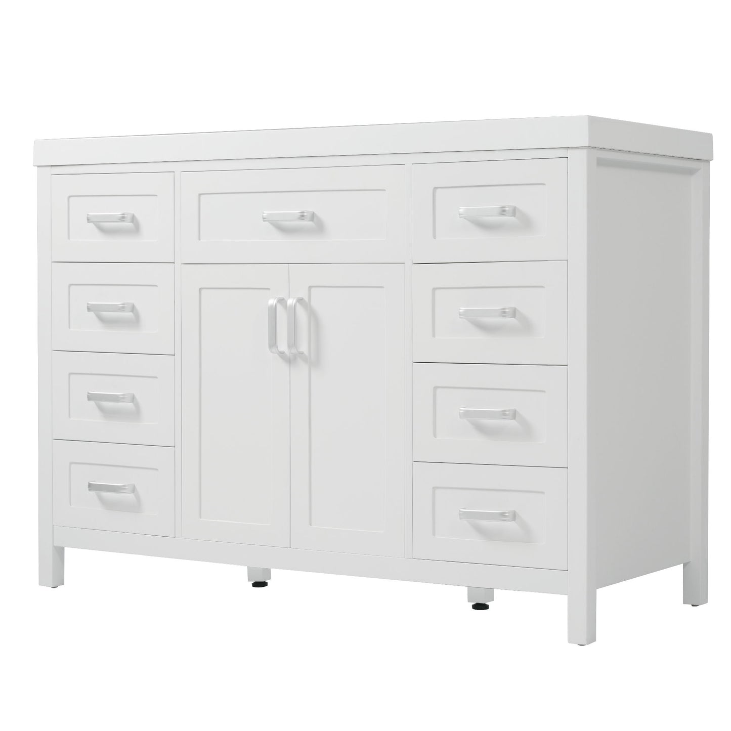 Bathroom Vanity With Sink, 2 Doors 8 Drawers, Soft Close System, Classic Design