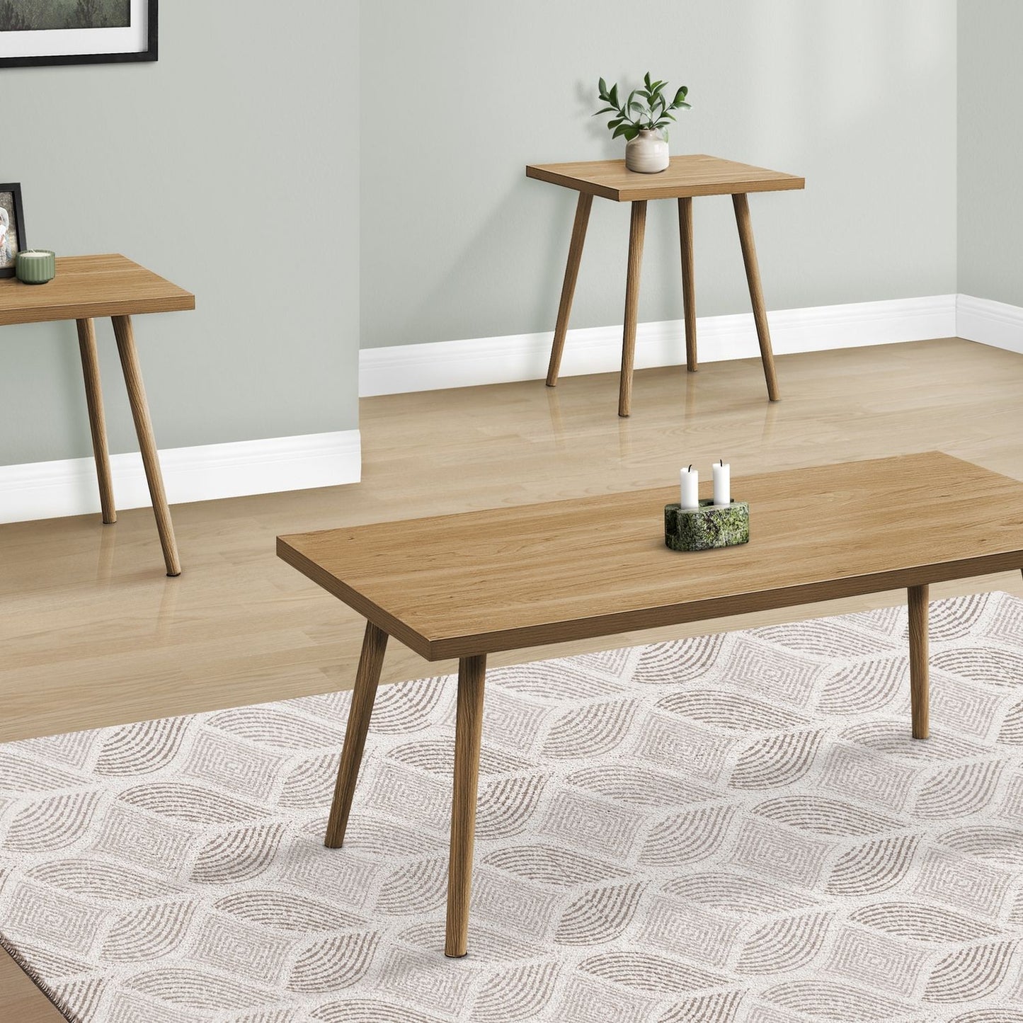 Contemporary 3 Piece Table Set With Coffee Table And 2 End Tables