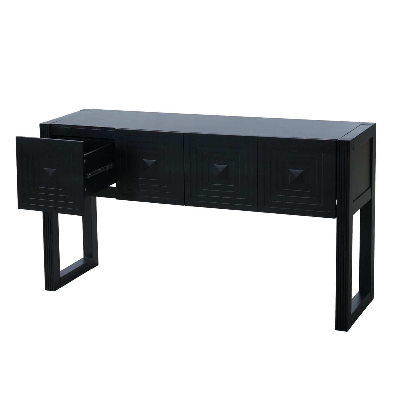 Geometric Carved Console Table With 3 Soft Close Drawers