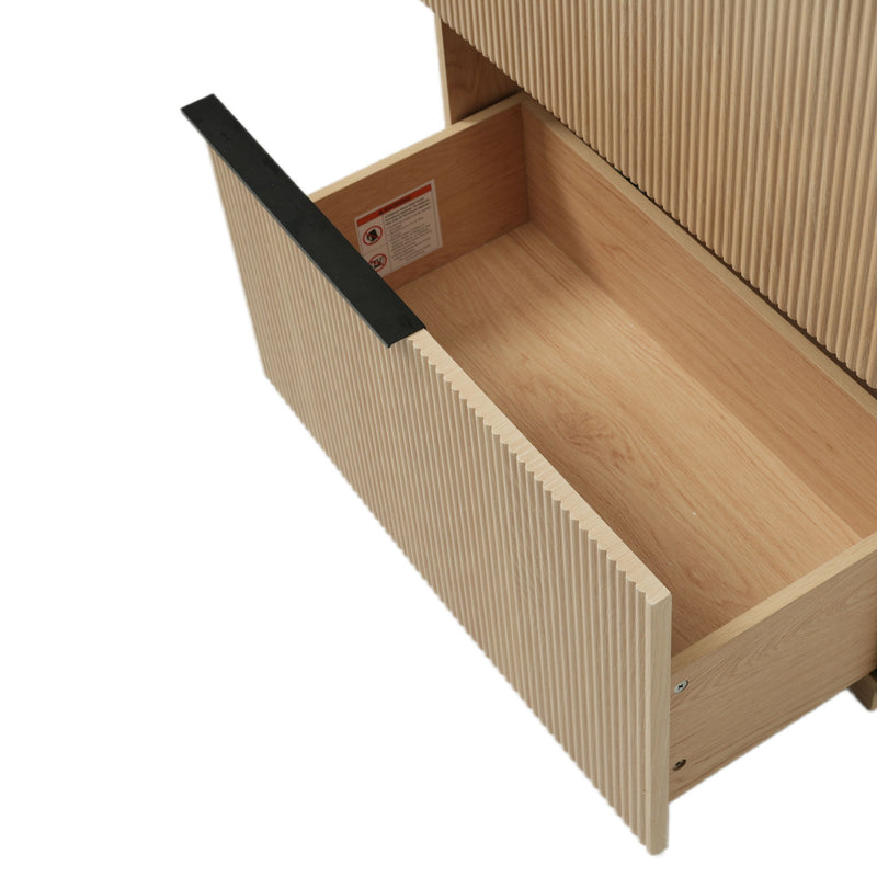 Fluted Bathroom Vanity With Ceramic Sink, Soft Close Slides