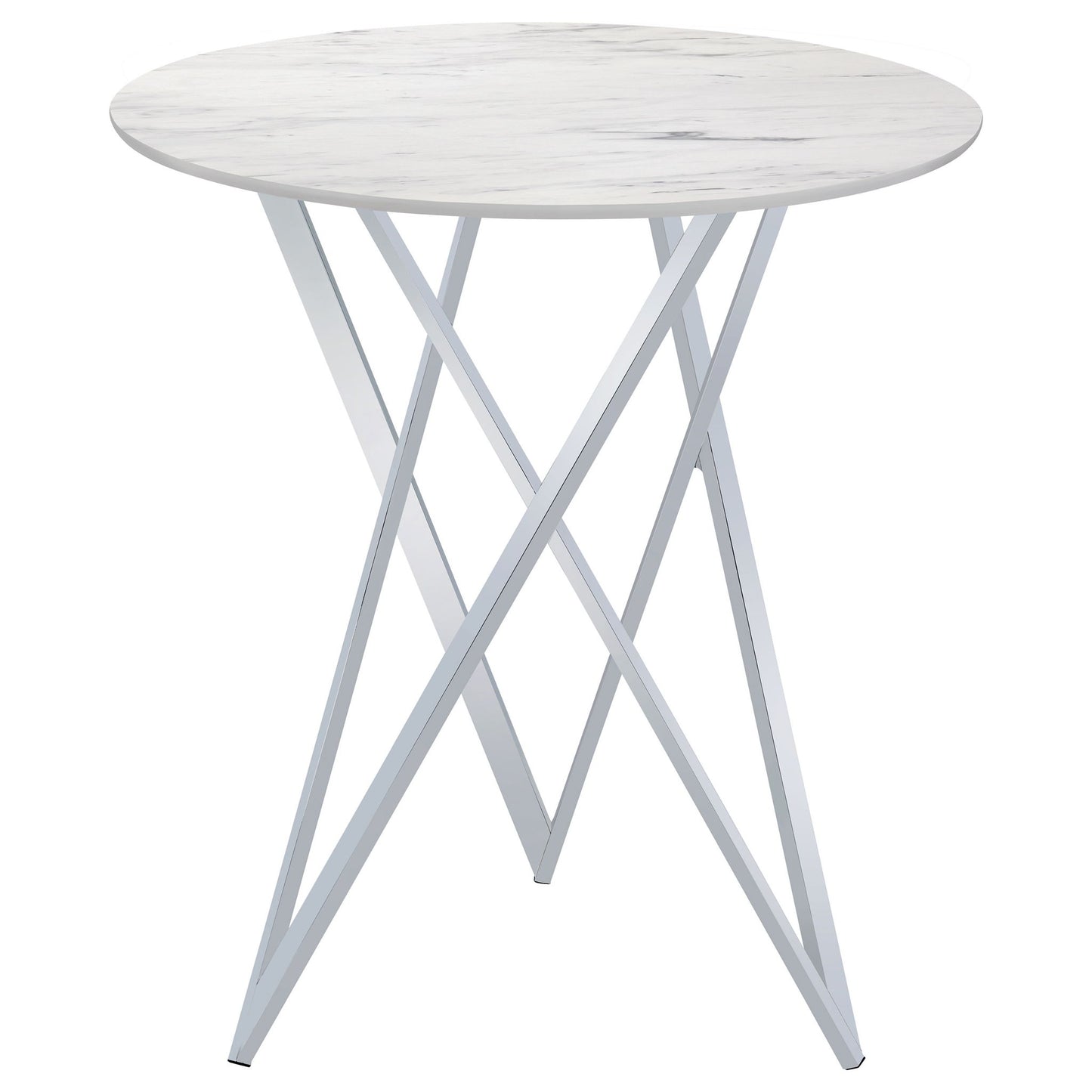 Halverson - Round Top Bar Table - White / Silver