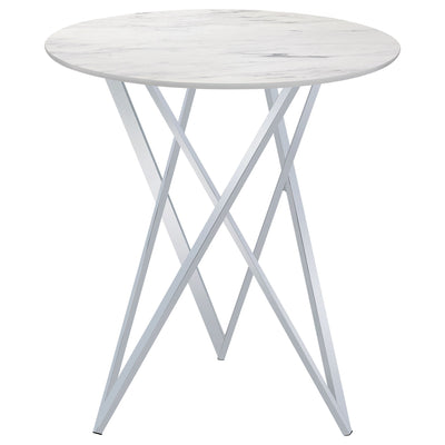 Halverson - Round Top Bar Table - White / Silver