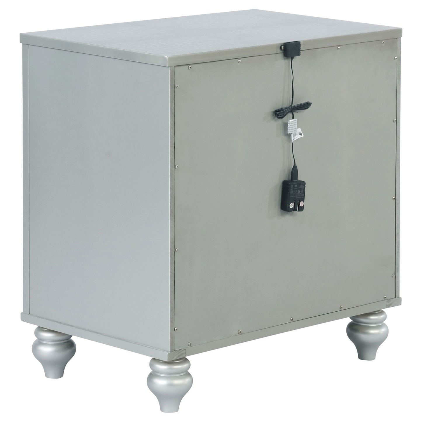 Arabesque - 4 Piece Queen Bedroom Set With LED Headboard - Silver