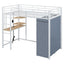 Loft Bed With Desk, Shelves, Power Outlet, LED Light And Wardrobe