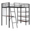 Loft Metal Bed With 3 Layers Of Shelves And Desk, Stylish Metal Frame Bed With board