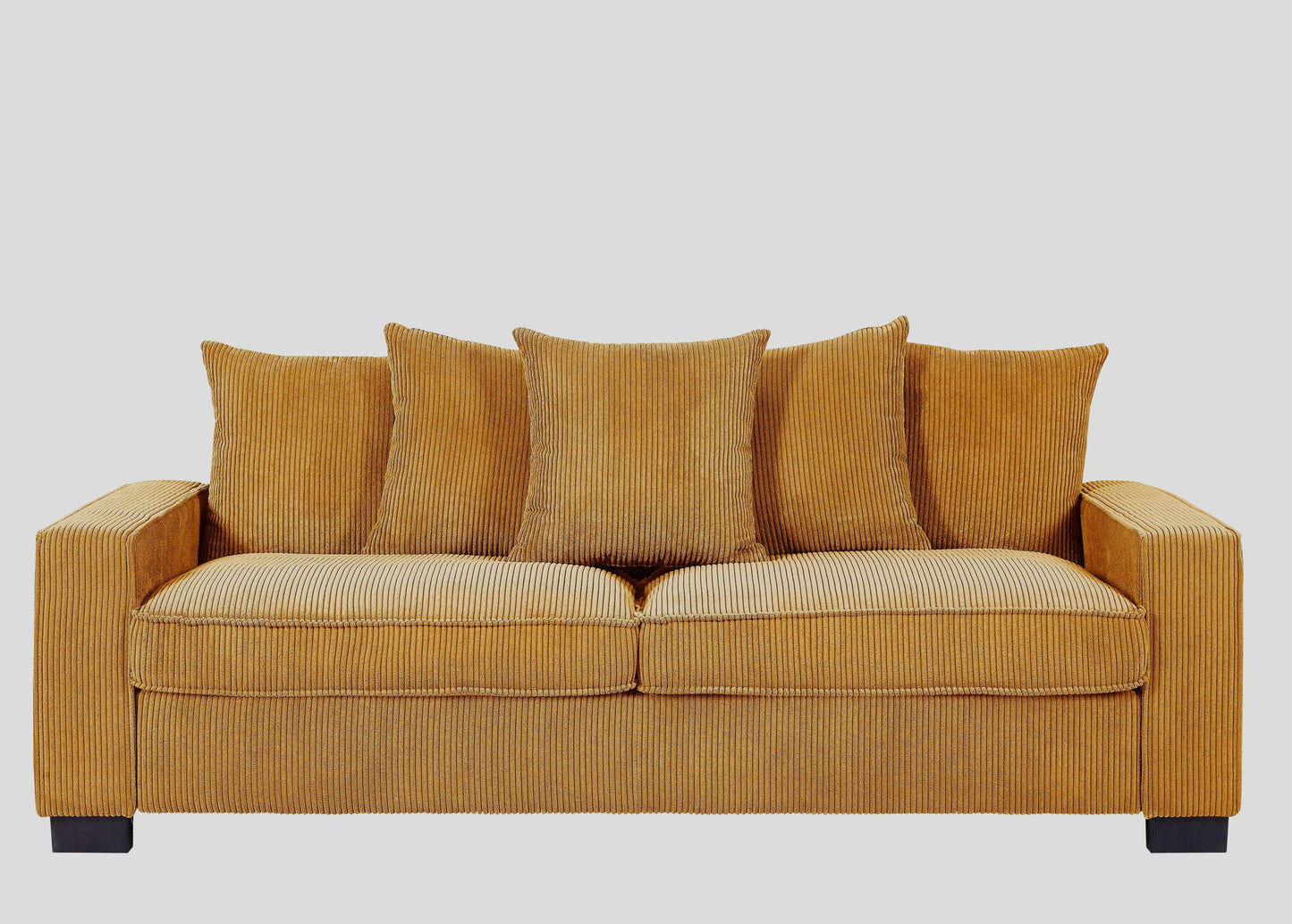 Luxe Sofa With 5 Matching Toss Pillows, Sleek Design, Spacious And Comfortable 3 Seater Couch