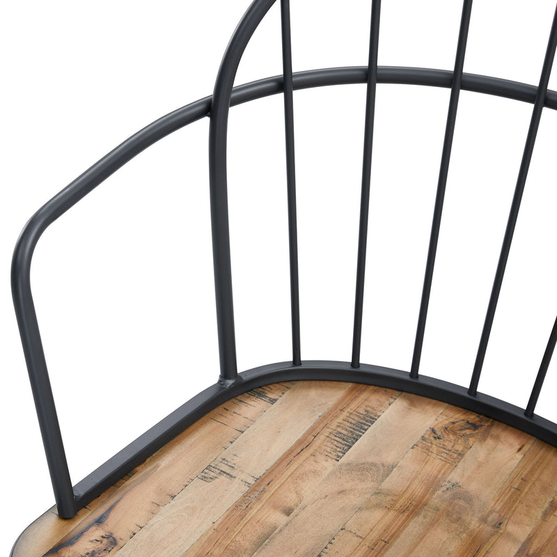 Silla de comedor industrial con patas de metal y abedul (Juego de 2) - Negro / Natural