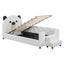 Upholstered Daybed With Bear Shaped Headboard, Hydraulic System And Breathable Fence