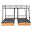 Triple Bunk Bed With Drawers And Guardrails