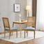 French Country Dining Chair With Rectangular Cane Backrest And Smooth Upholstered Seating