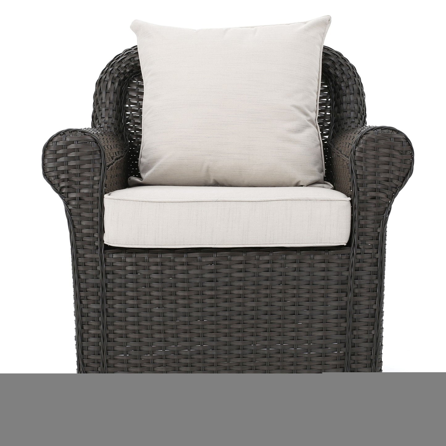 Amaya - Outdoor Swivel Rocker Chair With Water Resistant Cushions - Brown / Beige