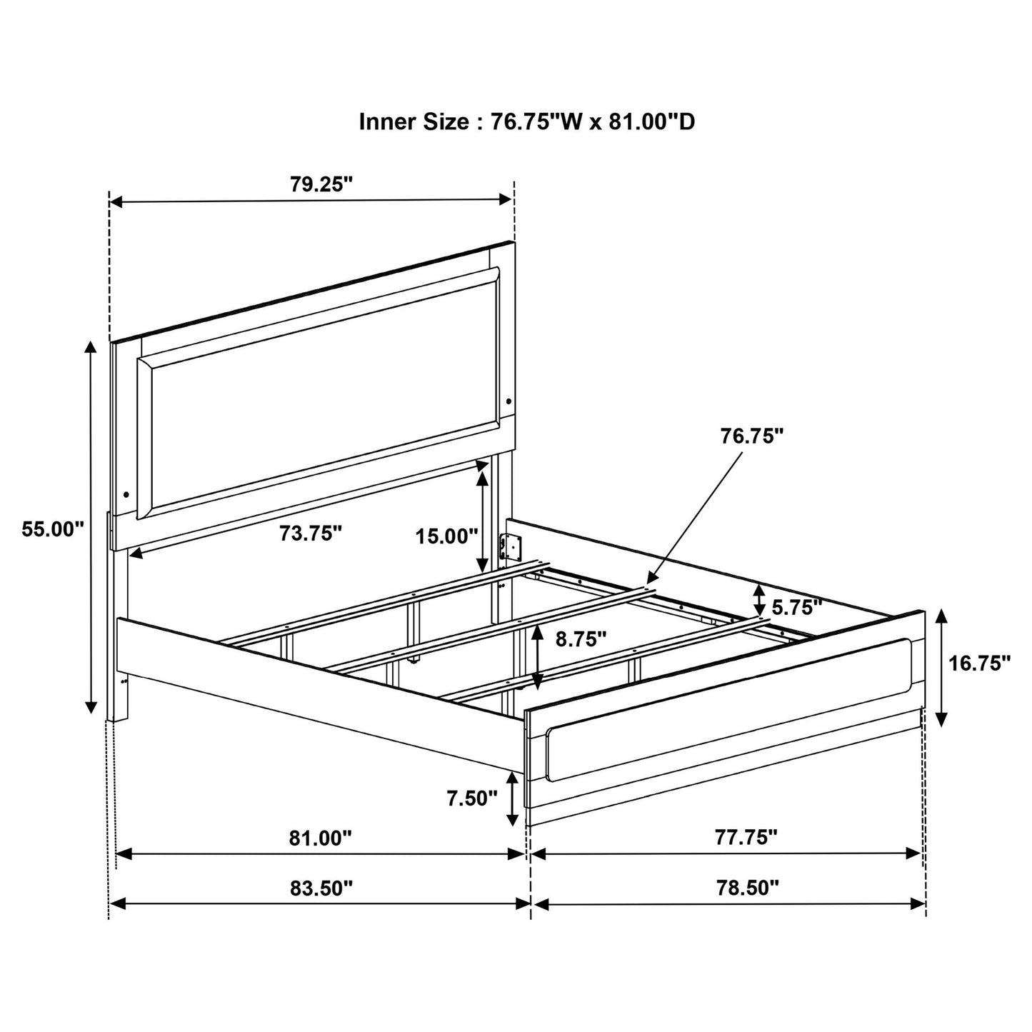 Sophia - Panel Bed With LED Headboard