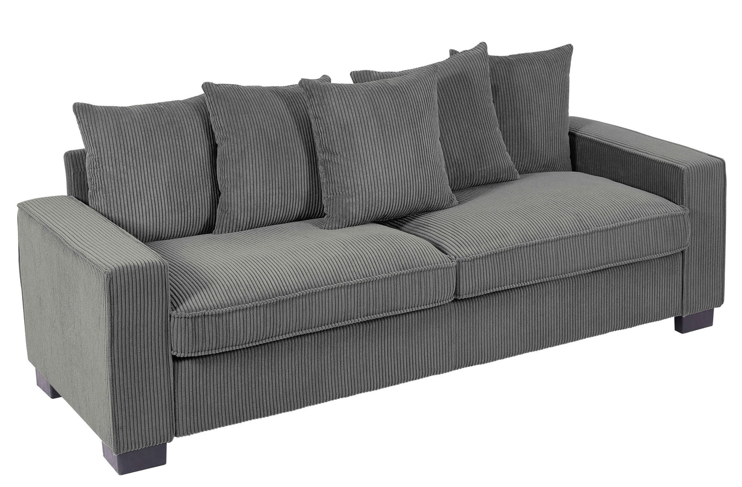 Luxe Sofa With 5 Matching Toss Pillows, Sleek Design, Spacious And Comfortable 3 Seater Couch