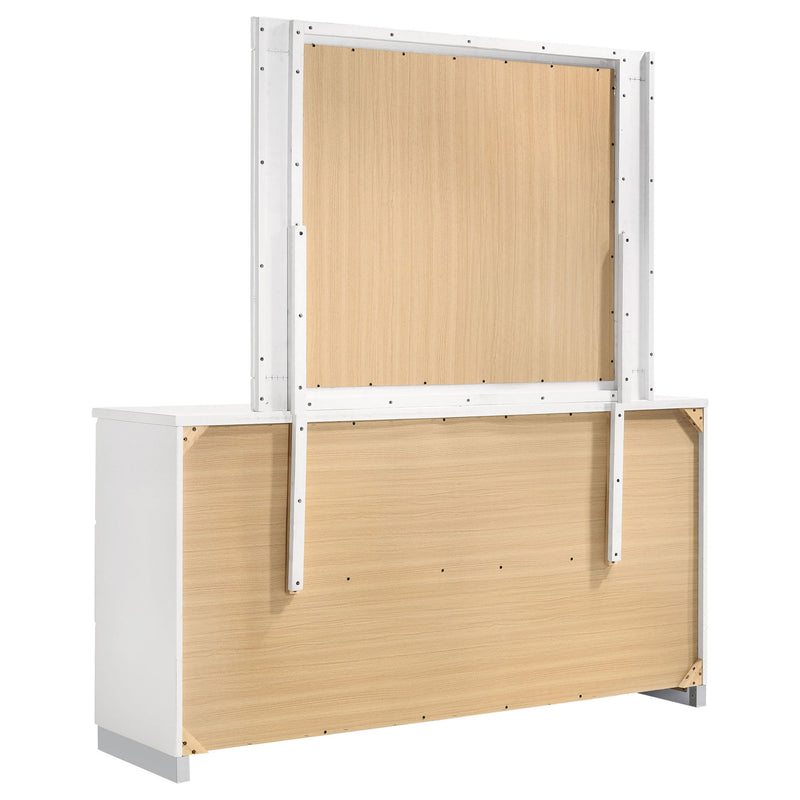 Dulcey - 6 Drawer Dresser With Mirror - Gloss White