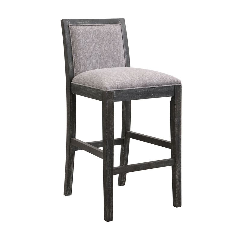 Bar Stools (Set of 2), Rubber Wood Frame, Retro Bar Chairs Suitable For Kitchen Island - Black / Gray
