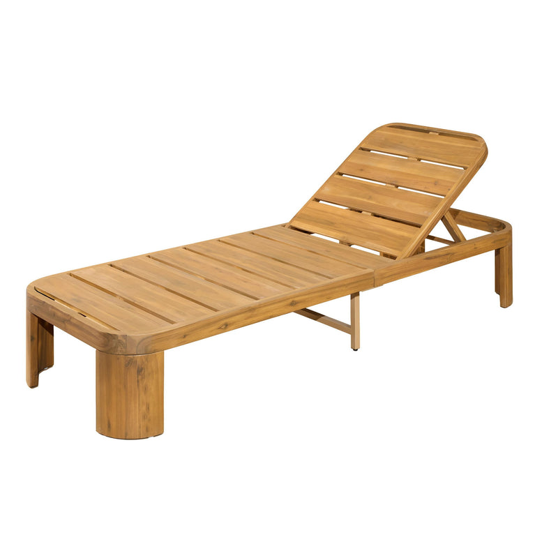 Outdoor Chaise Lounge With Cushion, 5 Position Adjustable Backrest