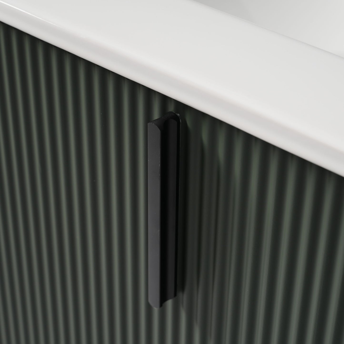 Bathroom Vanity With Ceramic Sink, Fluted Design