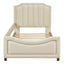 Upholstered Daybed With Classic Stripe Shaped Headboard