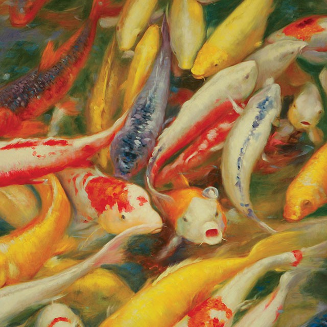 Koi-Printed Canvas Painting