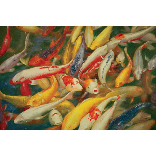 Koi-Printed Canvas Painting