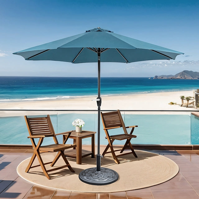 Soli-9' Outdoor Umbrella w/ Auto Tilt + 21" Round Base