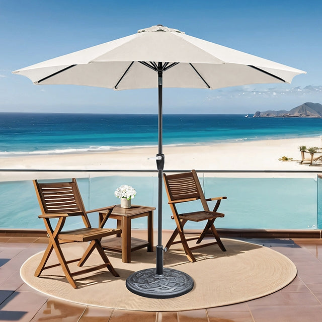 Soli-9' Outdoor Umbrella w/ Auto Tilt + 21" Round Base
